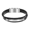 Fashion Accessory Braided Design Blank bar with Black Leather Bracelet Men Jewelry MegaBDM