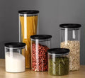Stackable Kitchen Canisters Set Pack of 5 Clear Glass Food Storage Jars Containers Airtight Glass Food Jars with Airtight Lid