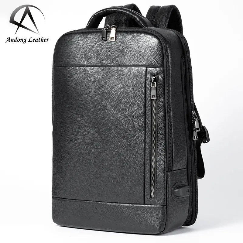 Andong Leather Backpacks for Men Genuine Cow Leather Simple Shoulder Bag Business Fashion Large Capacity Backpack 6748