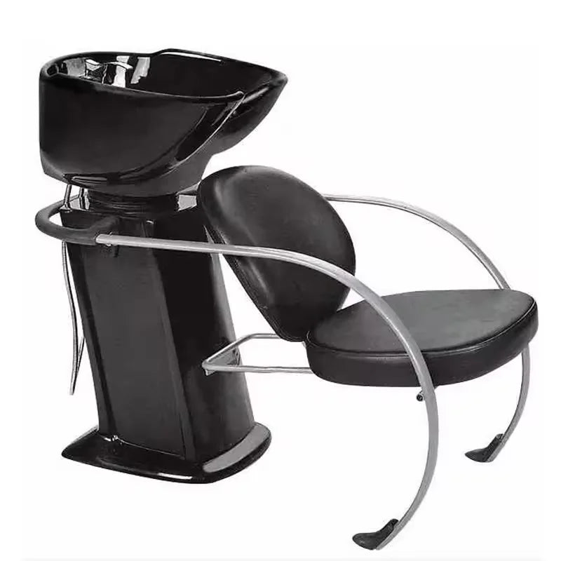Factory Hot Sale Modern PU Leather Shampoo Chair with Acrylic Basin for Barber Shop Hair Salon Hotel & Workshop-1 Year Warranty