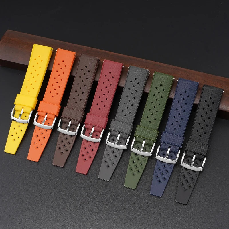 Wholesale Cheap Rally Silicone Watch Strap 20mm 22mm Durable Tropical Rubber Watch Band Quick Release for Diving Watch