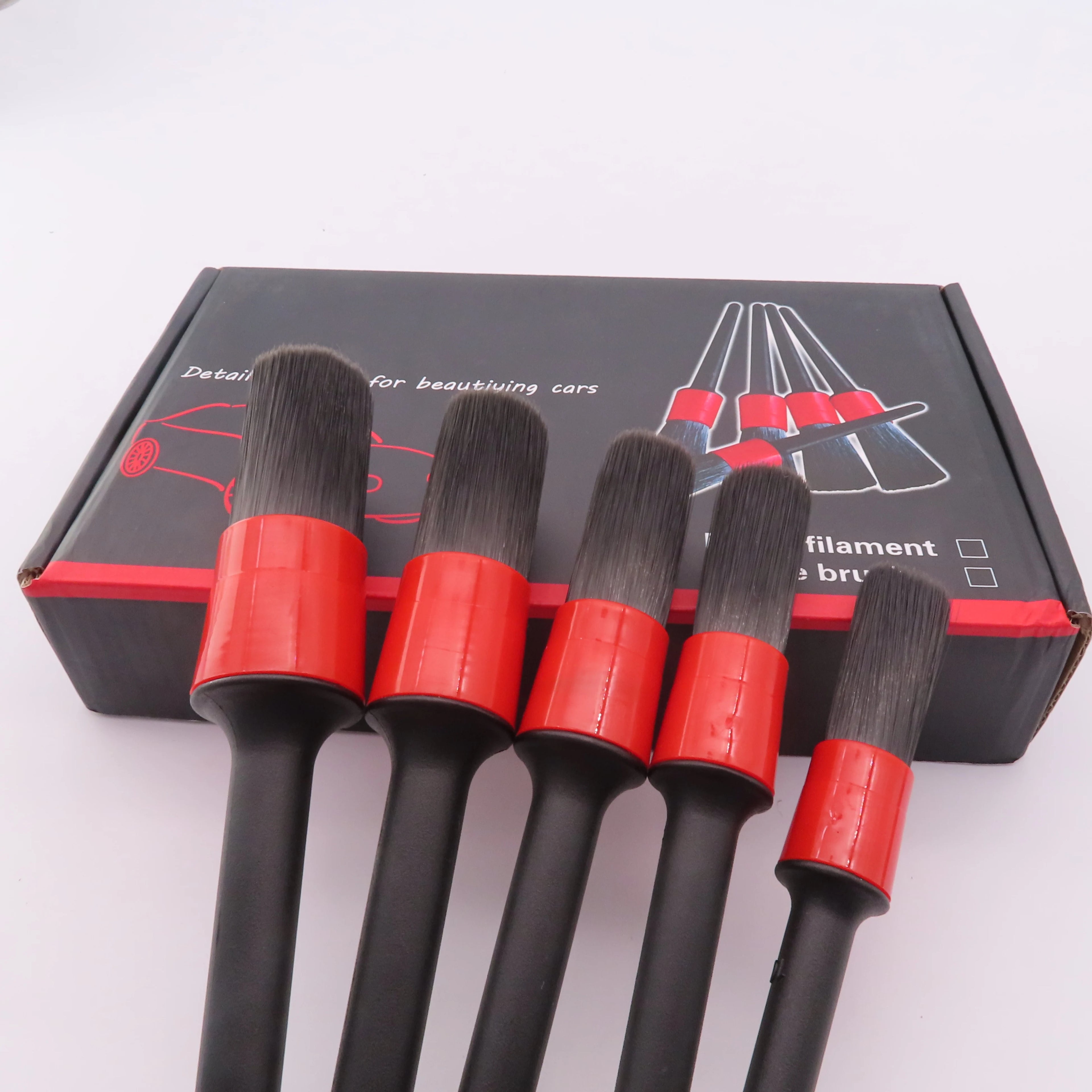 Wholesale 5PCS Soft Bristle Car Auto Washing Detailing/Cleaning Brush Set with Plastic Handle