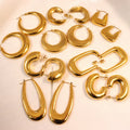 Vintage Stainless Steel Chunky Earring Non Tarnish Earrings 18K Gold Plated Big Hoop Earring for Women