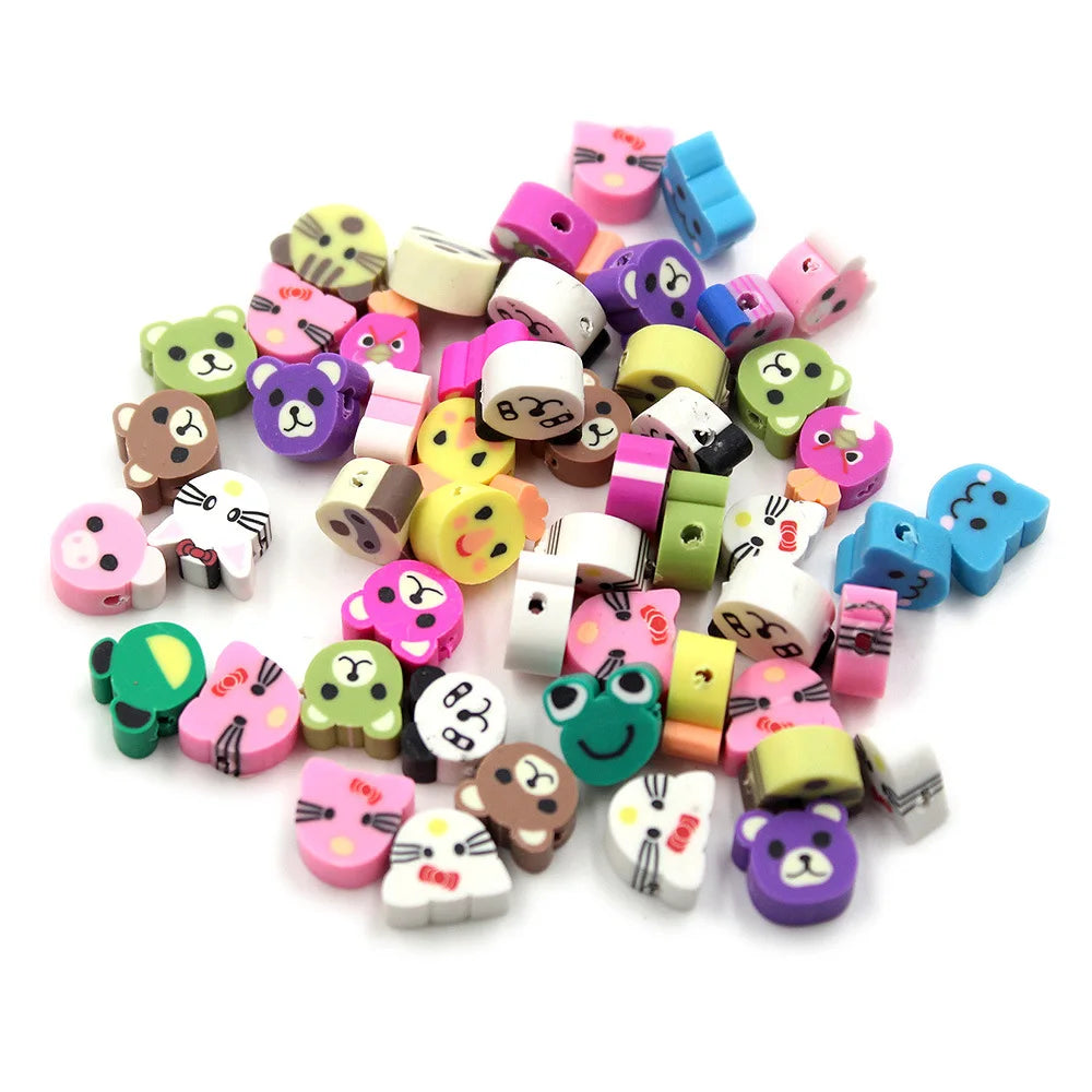 Wholesale 10mm Mixed Cute Animal Heishi Beads Handmade Polymer Clay Beads Ceramics for DIY Jewelry Making