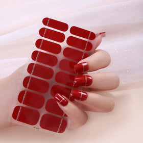 Simple and Luxurious High Gloss Scallion Powder Glitter Line Nail Art Sticker Self-Adhesive Solid Color Nail Wraps