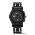 Custom OEM for Relogio Masculino Ebony Wood Stainless Steel Fashion Watch Luminous Calendar Multi-function Display 22mm