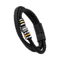 Daili Handmade Woven Leather Zinc Alloy Polished Classic Style Charm Bracelet Men Multi-Circle Black Jewelry Certified Wholesale