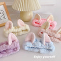 ShanHai Wash Face Women Girls Hairbands Soft Warm Coral Fleece Bow Animal Ears Headbands Headwear Hair Bands Turban Hairbands
