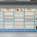 Supermarket Retail Pet Food Toys Shop Display Shelves Snake Counter Popup Store Lovely Blue Color for Pets Supermarket Display