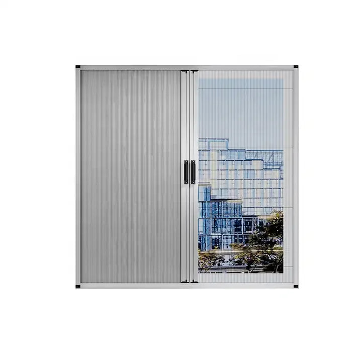 Modern Aluminum Frame Plisse Mosquito Net Honeycomb Blind Dual Low Track Folding Sliding Window Polyester Pleated Mesh Door