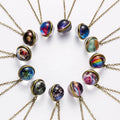 Personality Galaxy Nebula Universe Glow-In-The Dark Double Sided Glass Pendant Necklace Clavicle Chain