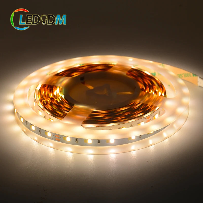 Double Color White Warm White Led Strip Light Changeable Dimmer DC 12V 24V SMD 2835 60 LEDs/m CCT  Flexible Led Strip Lights