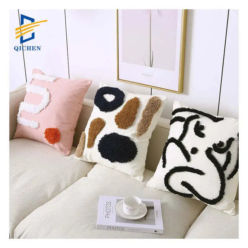 Innermor Modern Style Home Decor Abstract & Geometric Throw Pillow Case Tufted Square Cushion Cover
