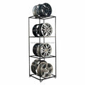 23" BLACK Q235 Steel Powder Coated WHEEL RIM DISPLAY RACK HOLDS 8 WHEELS MAX 4 TIER SHOWROOM STAND SHELF