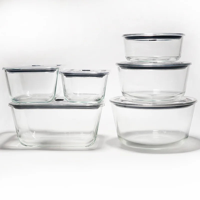 Eco Friendly Keep Food Fresh Meal Prep Lunch Box Glass Kitchen Food Storage Containers Set with Airtight Lid