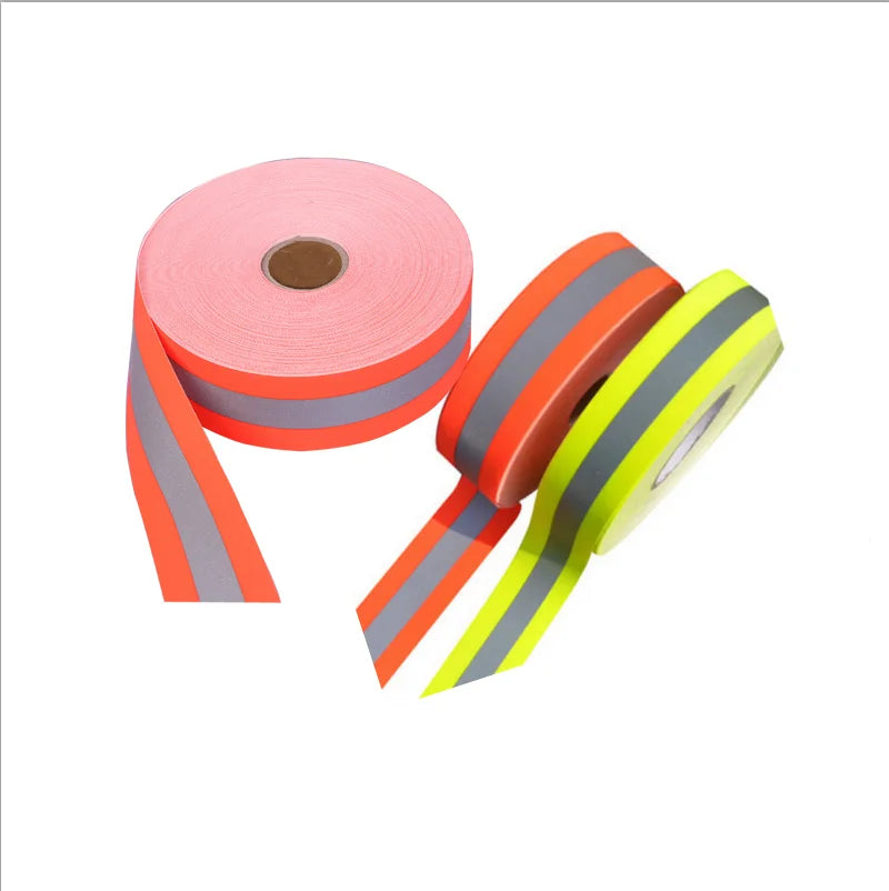 Hi Vis Yellow Fluorescent Green Red Fire-fighting 5cm Width Reflective FR Cotton Fabrics Material Warning Tape for Fr Clothes
