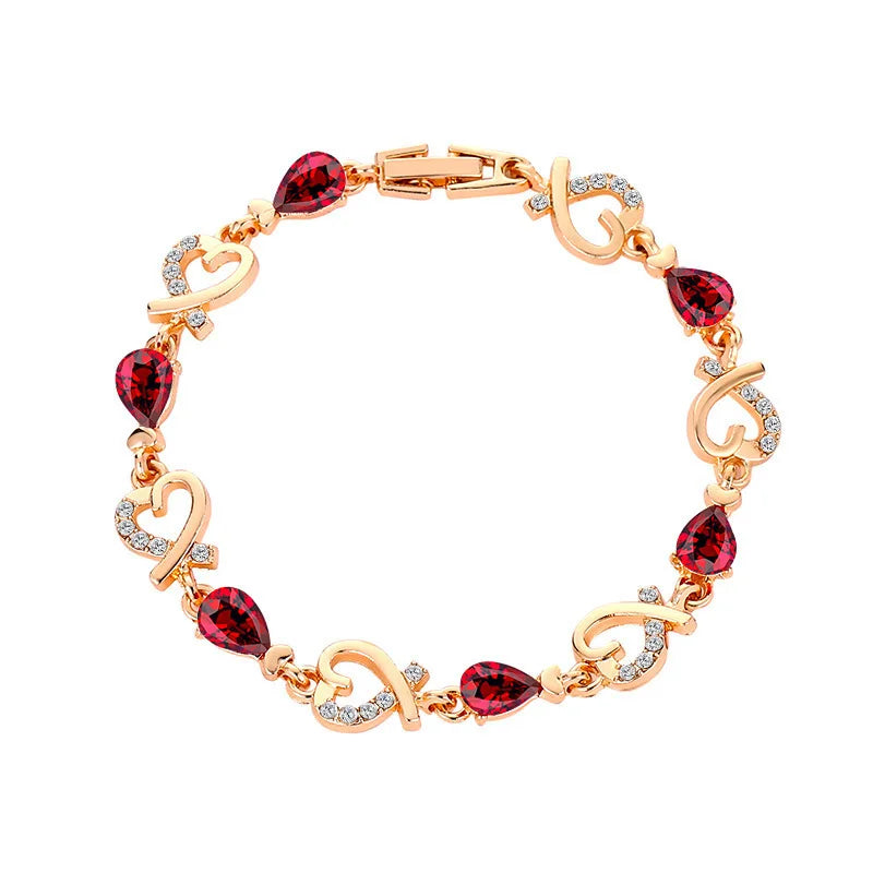 Crystal Adjustable Heart-shaped Crystal Bracelet Female Hand Accessories Zircon Diamond Bracelet Set Full Diamond