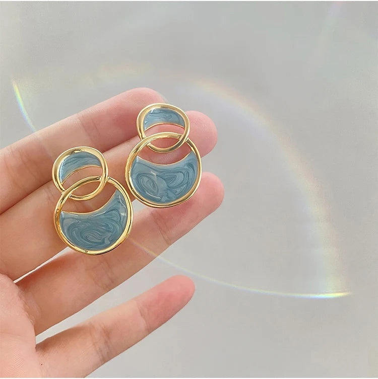 Vintage Geometric Earrings Square Drop Enamel Geometric Shape Earrings