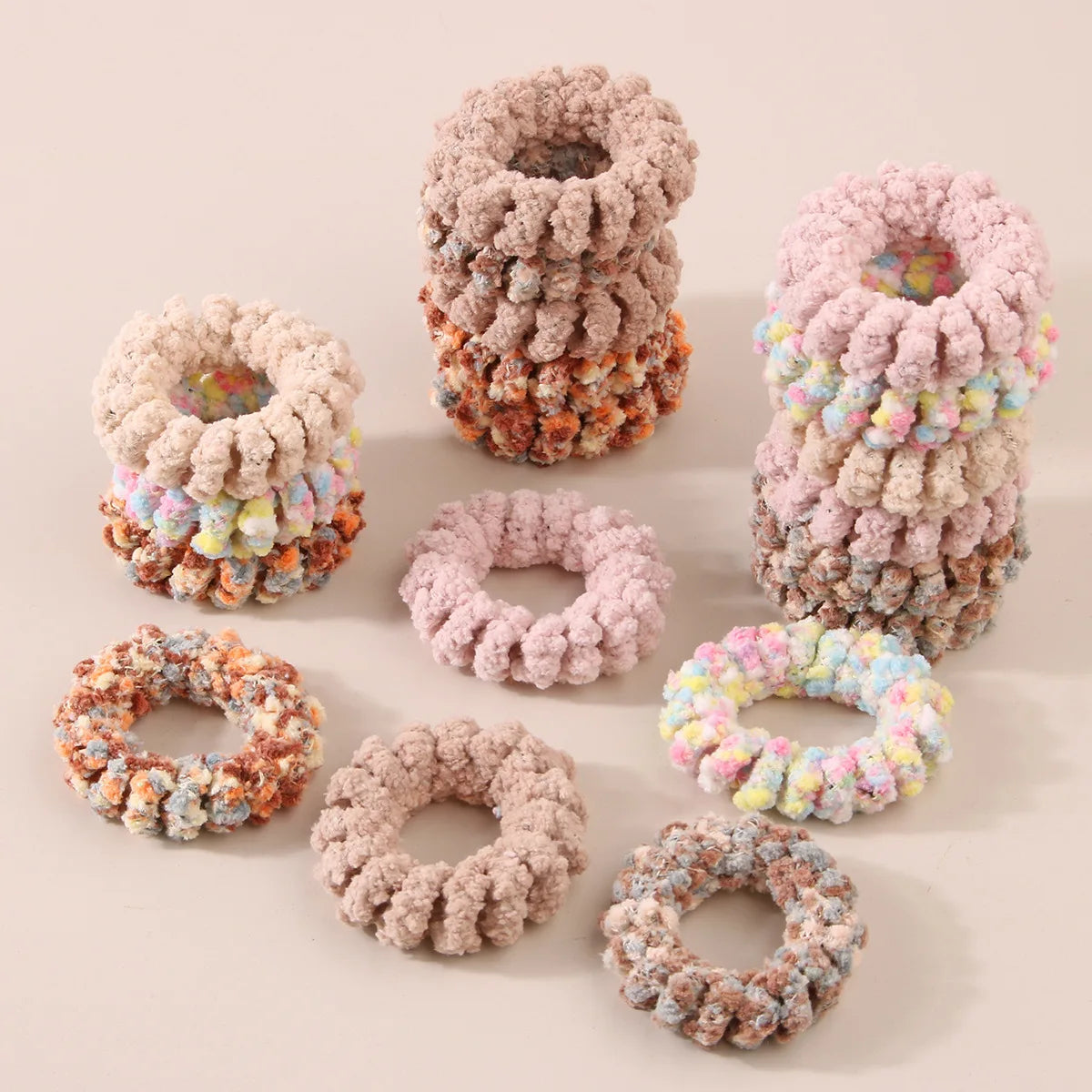 New Fashion Autumn Winter Girls Plush Plastic Telephone Wire Multicolor Phone Cord Elastic Hair Ties for Women