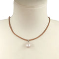 Real Leather Nature Freshwater PEARL NECKLACE PEARL PENDANTA 9-15 mm Round Natural Pearl