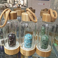 Wholesale Natural Infused Crystal Energy Gemstone Elixir Water Bottle Bamboo Bottle With Quartz Inside Healthy Drinking Water