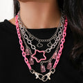 Fashion Multilayered Chain Punk Pendant Necklace Acrylic Candy Color Bear Cloud Star Y2K Necklace for Women