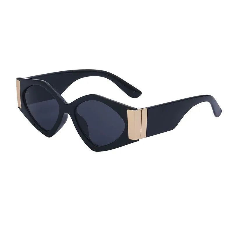 Luxury Brand Designer Irregular Polygon Unisex Sunglasses Metal Wide Legs Shades