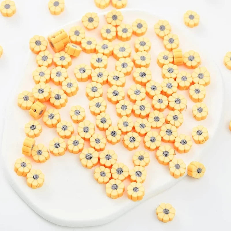 100pcs/pack 10mm Mixed Color Various Pattern Polymer Soft Clay Slices Jewelry Making DIY Mobile Phone Chains Earrings