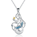 GP63 Trendy 925 Sterling Silver Beautiful Mermaid Pendant Chain Enamel Star Fishtail Necklace for Women Ocean Fine Jewelry Gift