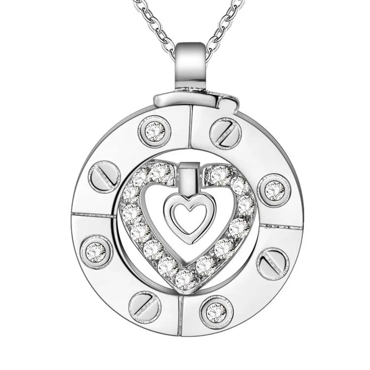 Stairway to Heaven Silver Necklace Heart Pendant Couple Necklace With Two Chains for Women Man Jewelry