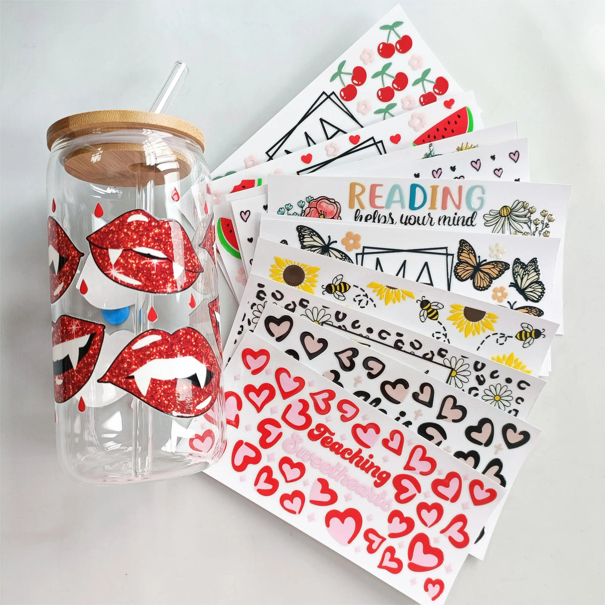 9.45*4.33in Wholesale 16oz Sports Cup Wraps-UV DTF Transfer Stickers for Glass Mugs DTF Model Transfer Printing