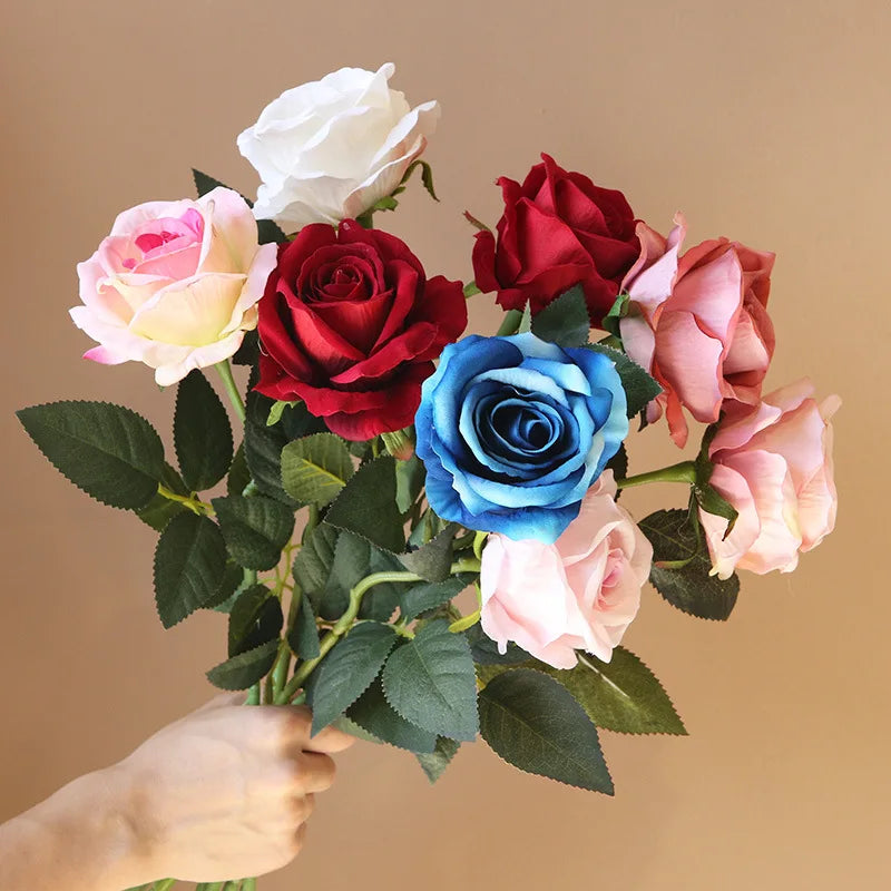D-SR003 Wholesale Artificial Flowers Rose Skin pink Rose Nude Color Silk Velvet Rose for Home Wedding Decoration