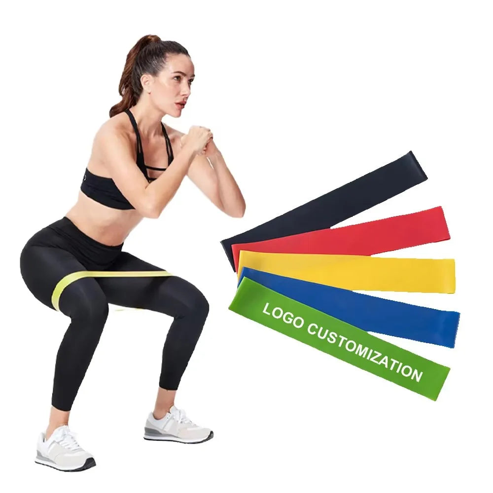 Gym Fitness Custom Printed logo Yoga Stretch Band Latex Exercise Mini Loop Band Resistance Band Sets