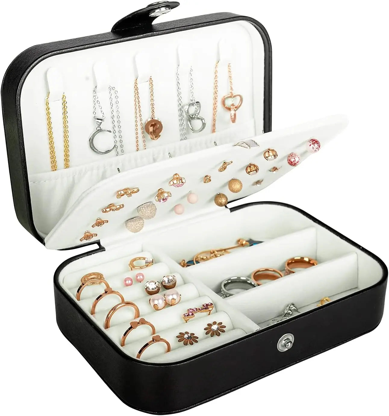 Travel Jewelry Box PU Leather Small Jewelry Organizer Display Storage Boxes for Stud Earrings Rings Necklaces Bracelets