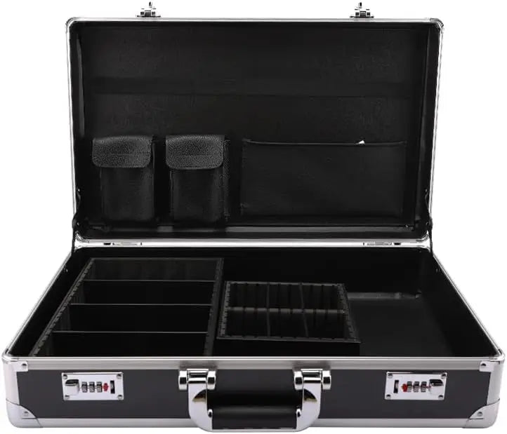Black and Silver Barber Case Suitcase with Clipper Trimmer Shear Storage Box Customizable OEM and ODM Supported
