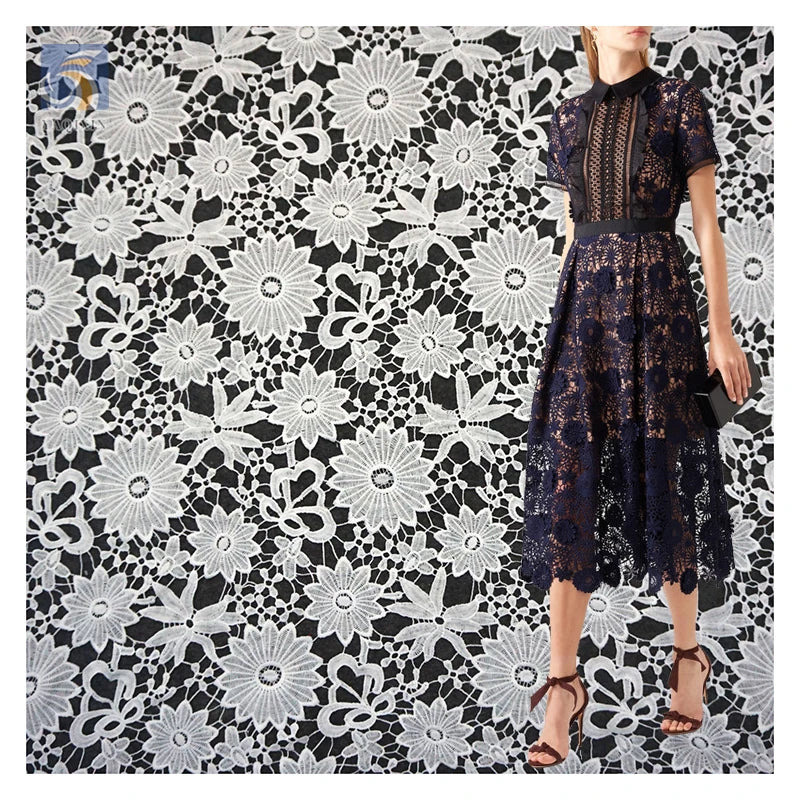 YX2436 Latest African Guipure Lace Fabric for Nigerian Party Wedding Dress Water Soluble Lace Dress