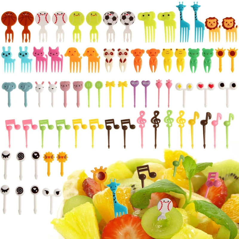 Eco-friendly Different Models Plastic Fruit Picks Palillos Y Tenedores Para Comida De Bebe Food Forks for Kids