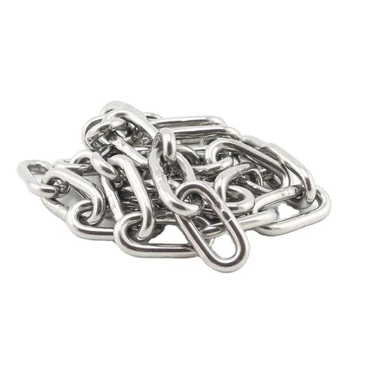 304 316 Stainless Steel Short & Long Link Chain DIN 766 763 5685 Welded Structure with Plain Finish