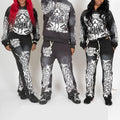 Custom Cotton Fleece Vintage Streetwear Acid Wash Sweatsuit Set Men's Distressed Dtg Print Sweatpants Hoodie Sets