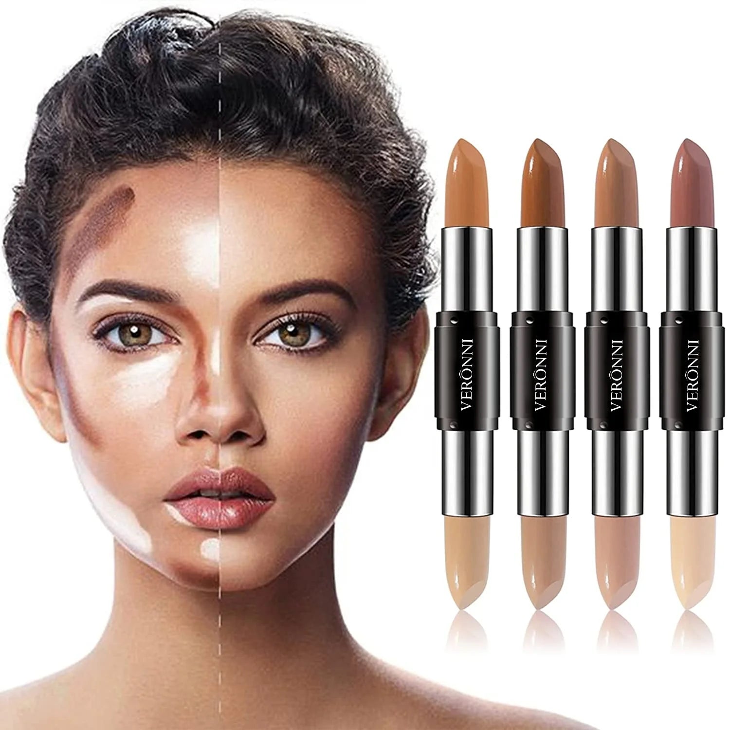 4 Color Face Makeup Bronzer & Highlighter Stick 3D Body Contour Makeup Contour Stick