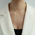 SP Minimalist High Quality Stainless Steel Y Shape 18K Gold Plated Long Chain Necklace for Women