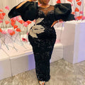 KS1653 New Arrival Medium Waist Elegant  Embroidery Black Sequin Evening Dress Plus Size Luxury Evening Dresses