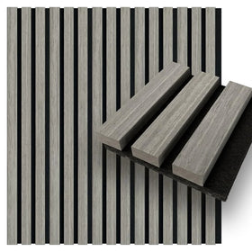 Walnut Oak Wood Veneer Slat Wooden 3d Acoustic Panels Akupanel Grey Wood Wall Panels for Interior Decor