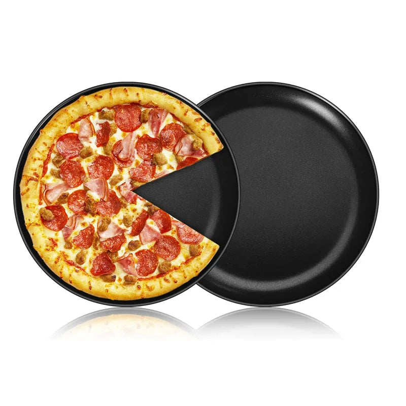 Non Stick  Heat Resistance 10 Inch Pizza Baking Oven Tray Carbon Steel Black Round Pizza Pan for Oven