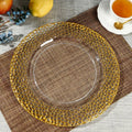 Clear Acrylic Charger Plates with Gold Hammered Rim Wholesale 13" Round Plastic Decorative Serving Plates