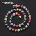 BC223 9mm Colorful CZ Chain Women Necklace Fashion Jewelry Flower Shape Bright Color Tennis Chain Necklace