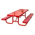 Outdoor Commercial Solid Top 6 ft 8 ft Metal Picnic Table with Bench Garden Furniture Set Playground Patio Steel Dining Table