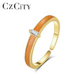 CZCITY Sterling Cz Women Fashion Set Women's Simple Zircon Silver 925 for Woman Zirconia Unique Ring Luxury Wedding Ring