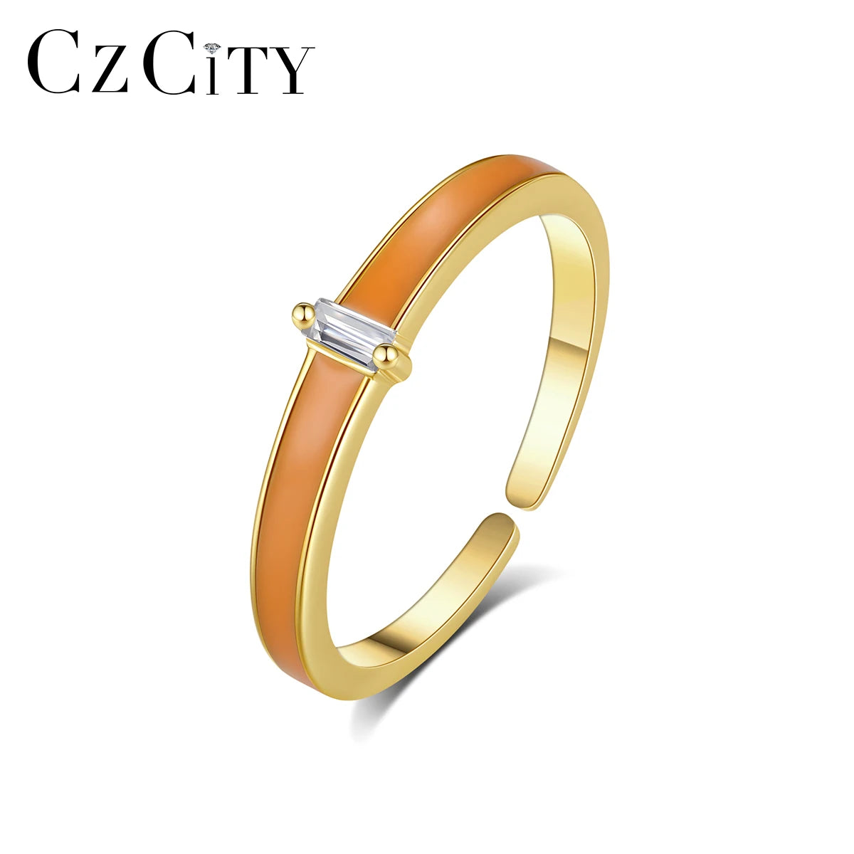 CZCITY Sterling Cz Women Fashion Set Women's Simple Zircon Silver 925 for Woman Zirconia Unique Ring Luxury Wedding Ring