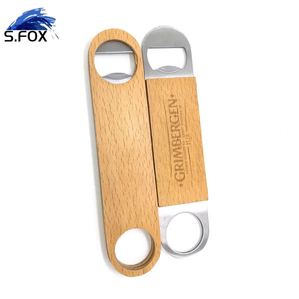 Factory Supply High Class Custom Logo Stainless Steel Wood Cover Bottle Opener Hand Tools